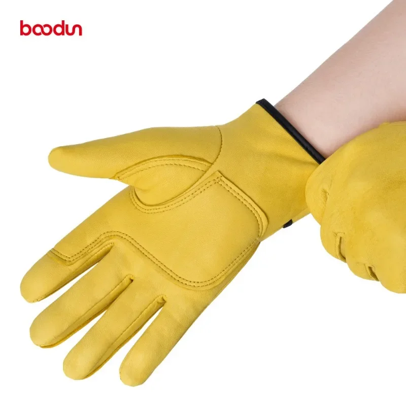 Premium Cowhide Leather Work Gloves - Durable Safety Protection for Garden, Sports, and Motorcycle Use