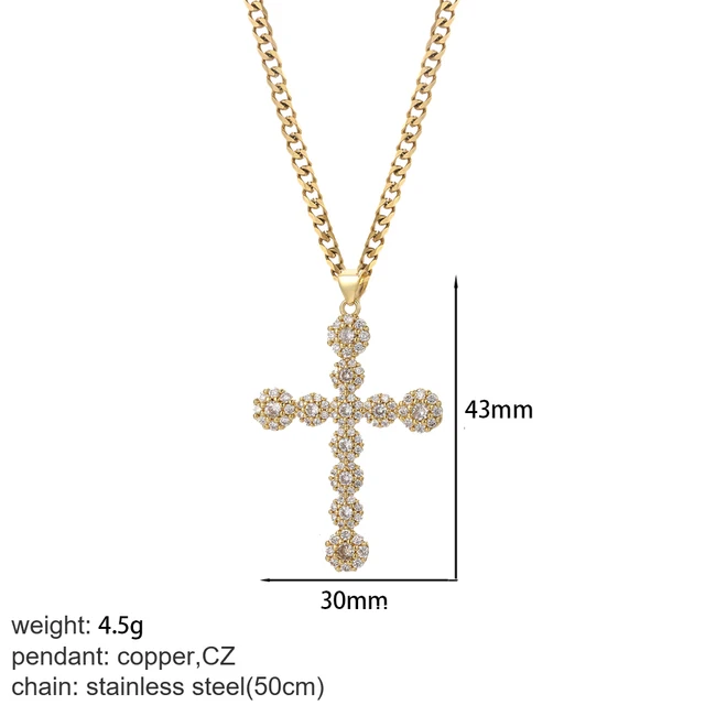 Cross Women's Pendant Collar Gold Color Our Lady Choker Jesus Necklace for Women Long Stainless Steel Chain Amulet Collars 4
