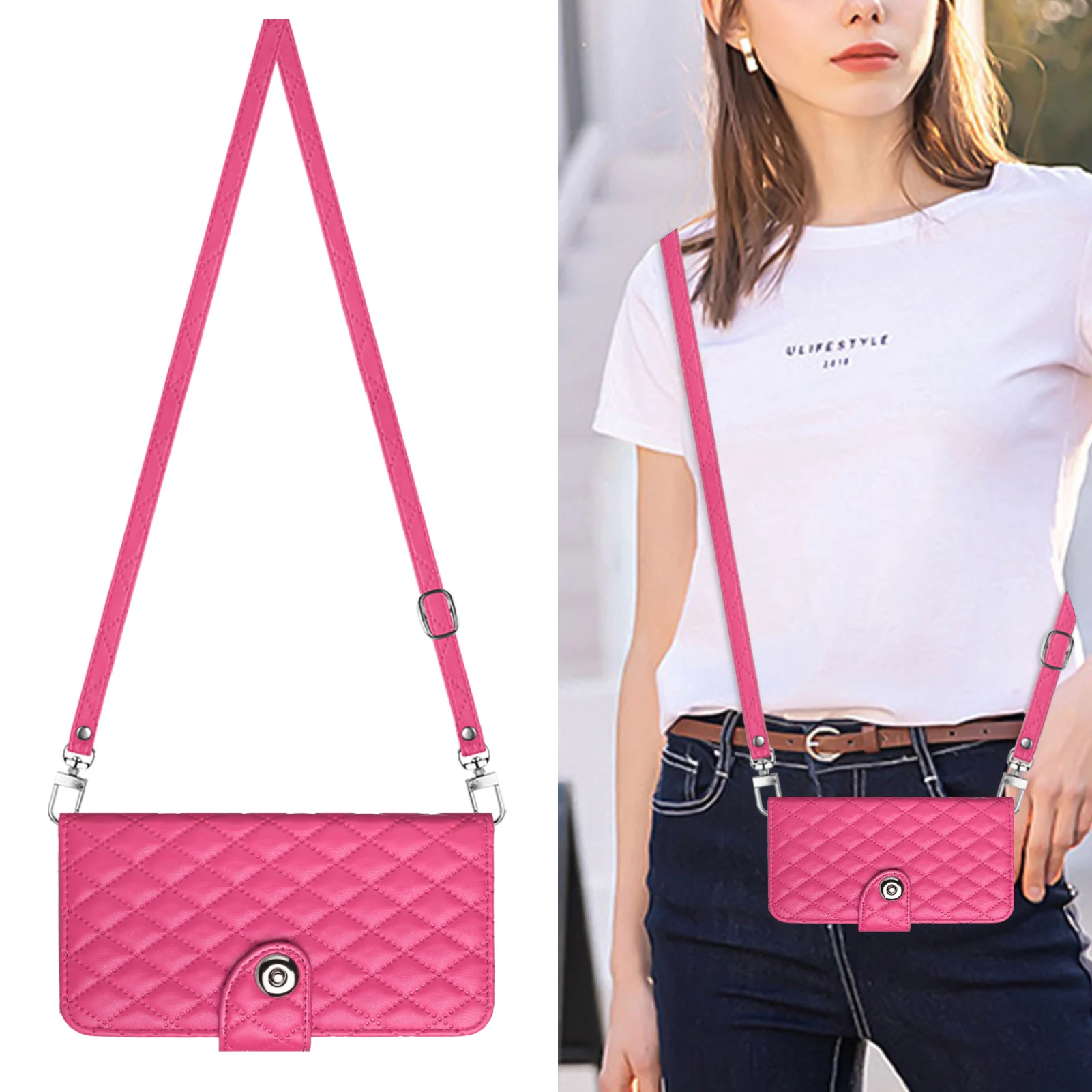 Leather Phone Case Wallet with Shoulder Crossbody Strap