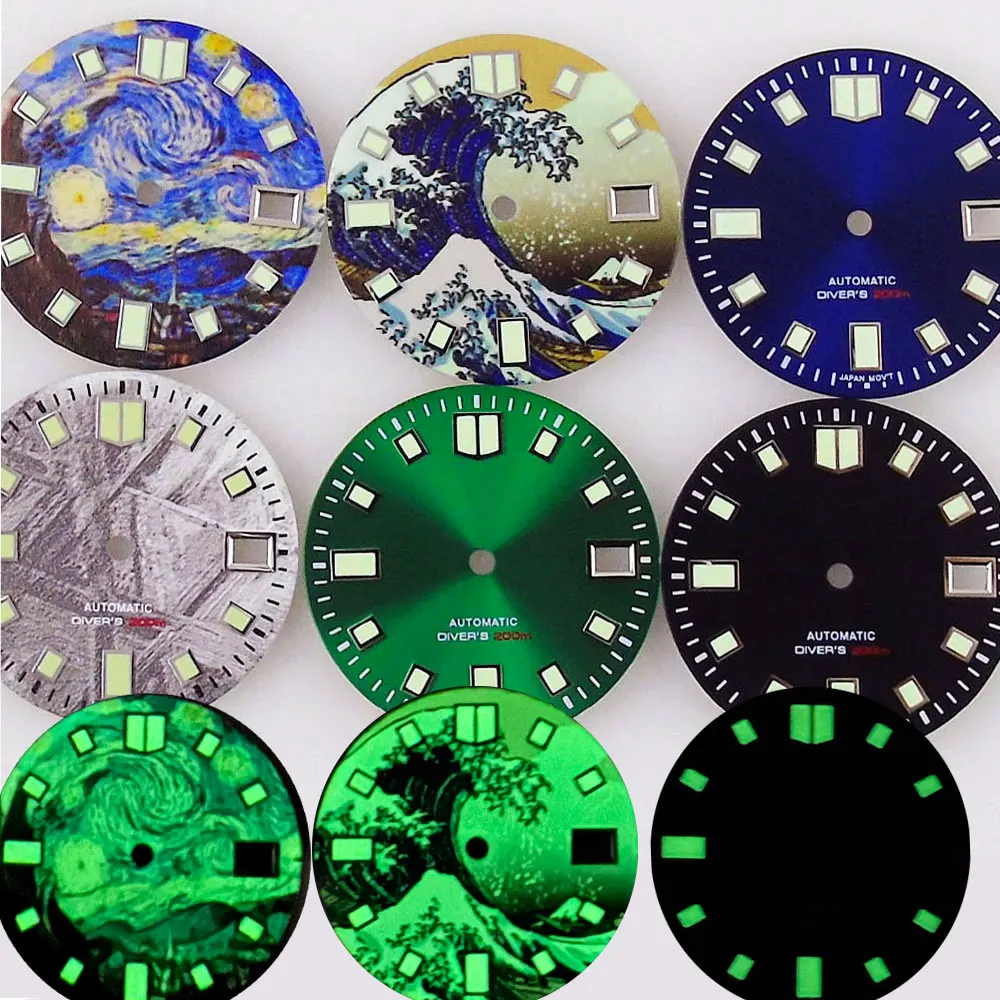 29mm Black & Green Dial with Blue Accents and Luminous Marks
