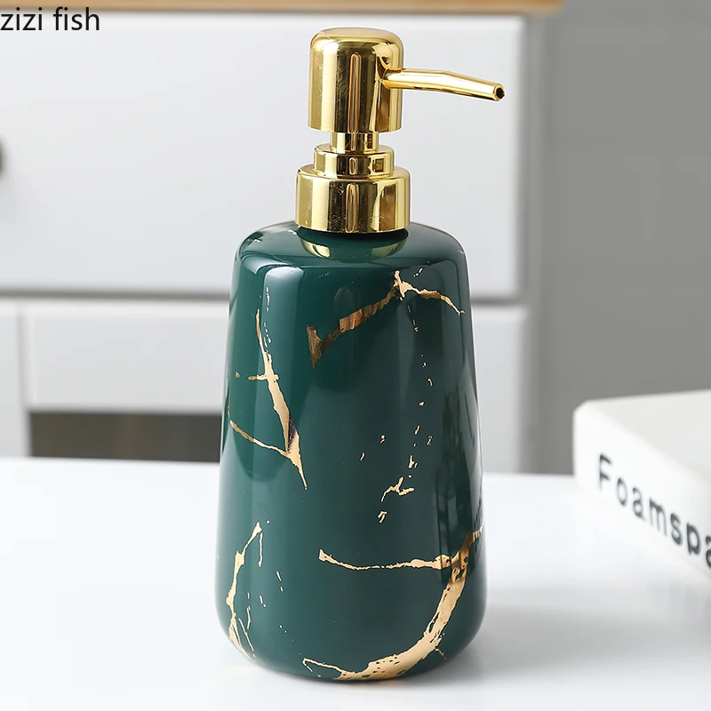 Golden Marble Texture Ceramic Portable Soap Dispenser Shampoo Bottle Hand Sanitizer Jar Bathroom Supplies 400ml Lotion Bottle soap dispenser shampoo dispenser refillable bottle