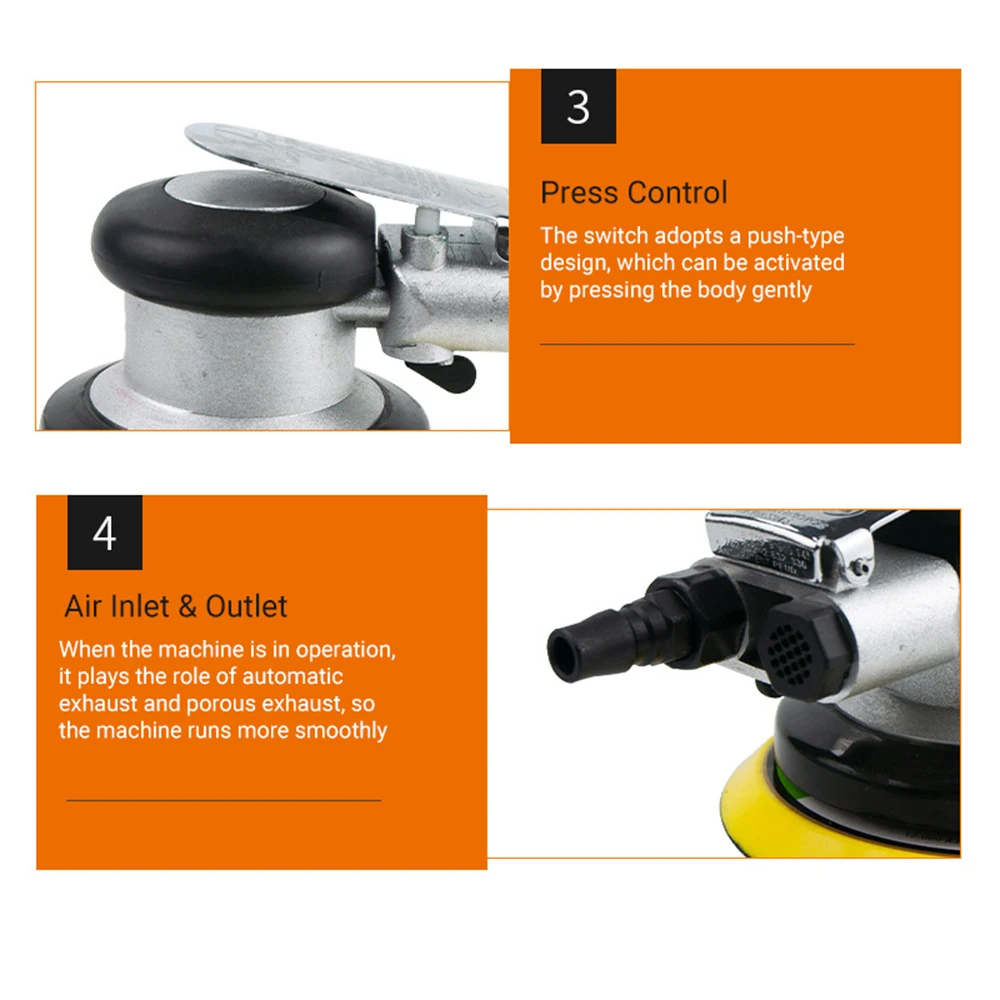 5\" Air Sander Geevorks Air Random Orbital Sander 5in Air Sander Pneumatic Sander Pneumatic Palm Polisher Pneumatic Palm Sander