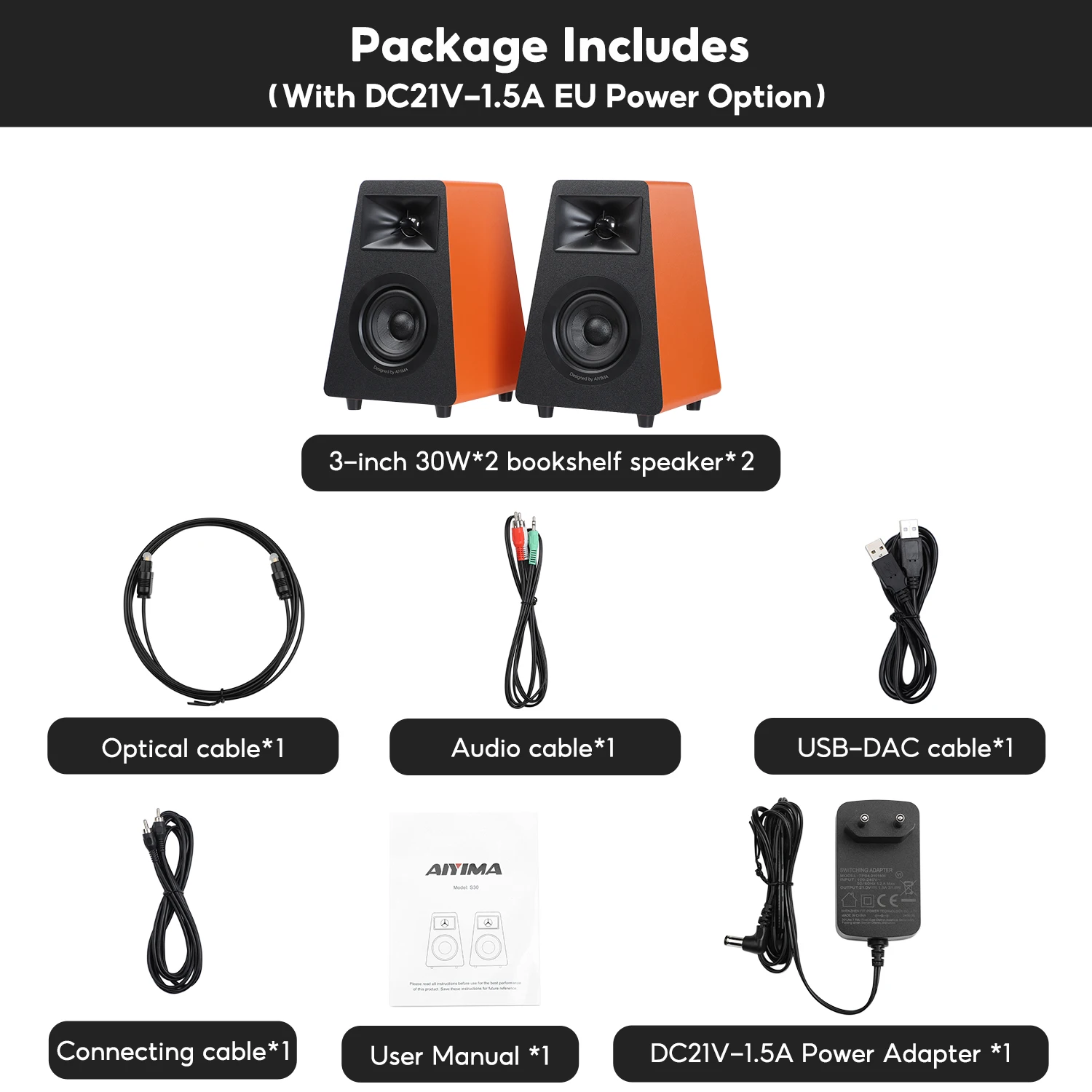 سماعات AIYIMA S30 ستيريو 2.0 بقوة 100 واط مع بلوتو...