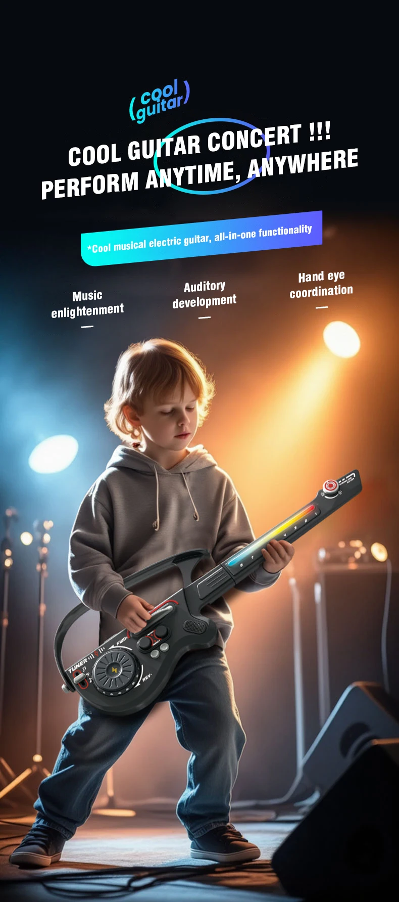 Microfono karaoke per bambini con asta giocattolo musicale_voghion.com