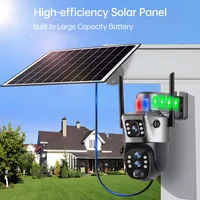 Caméra de Surveillance extérieure solaire 4G Sim 6K 12MP trois objectifs 10 Zoom numérique sans fil Cctv PTZ IP66 caméras de panneau solaire de sécurité 4