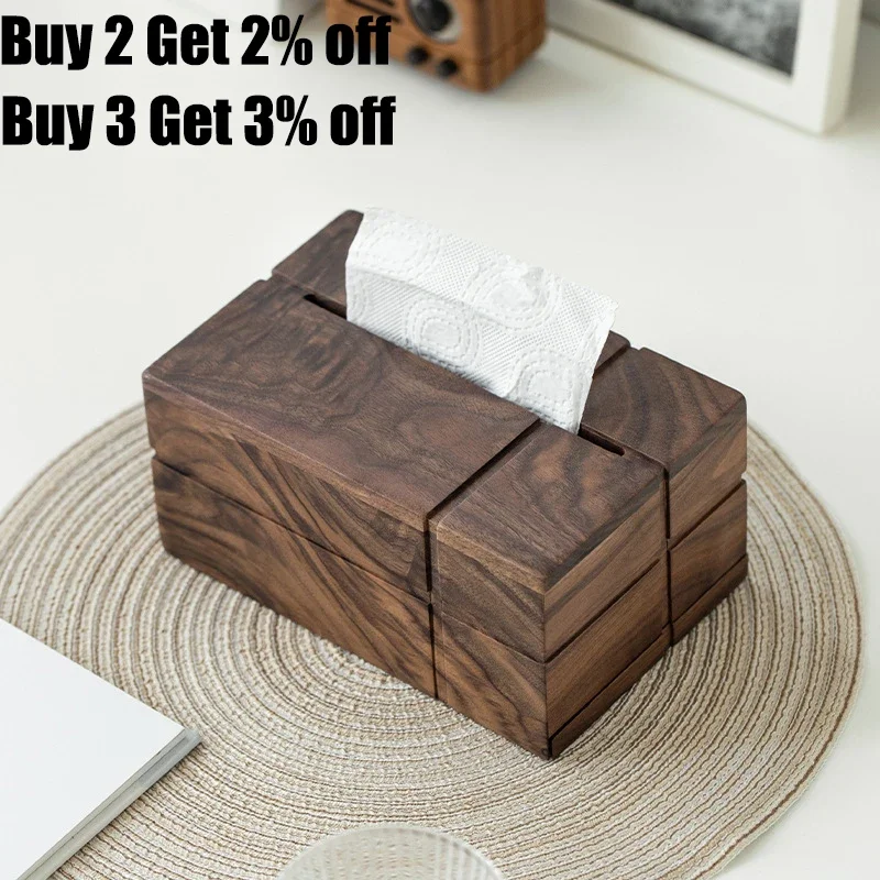 

creative black walnut paper solid wood tissue Japanese living room wooden multifunctional storage tissue tissue box holder