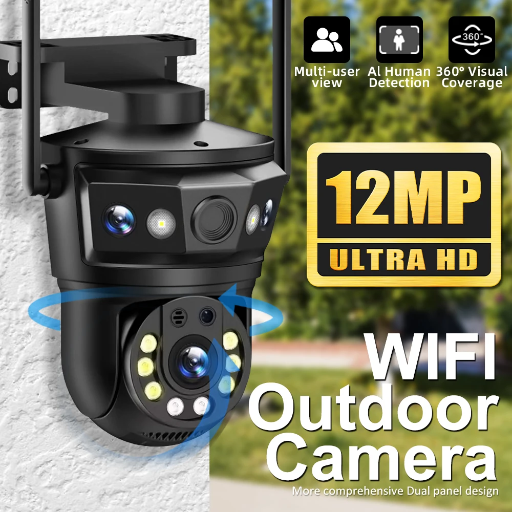 6K12MPWIFICameraTripleLensTripleScreenOutdoor10xZoomPTZ