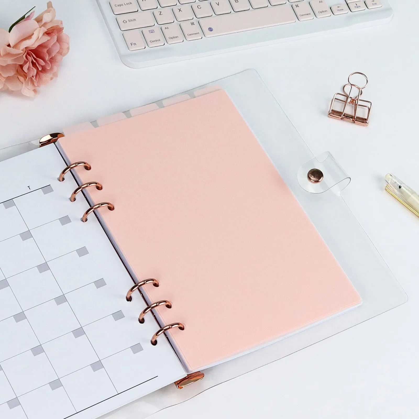 A5 A6 A7 ピンク黒インデックスディバイダーかわいい 6 穴バインダー