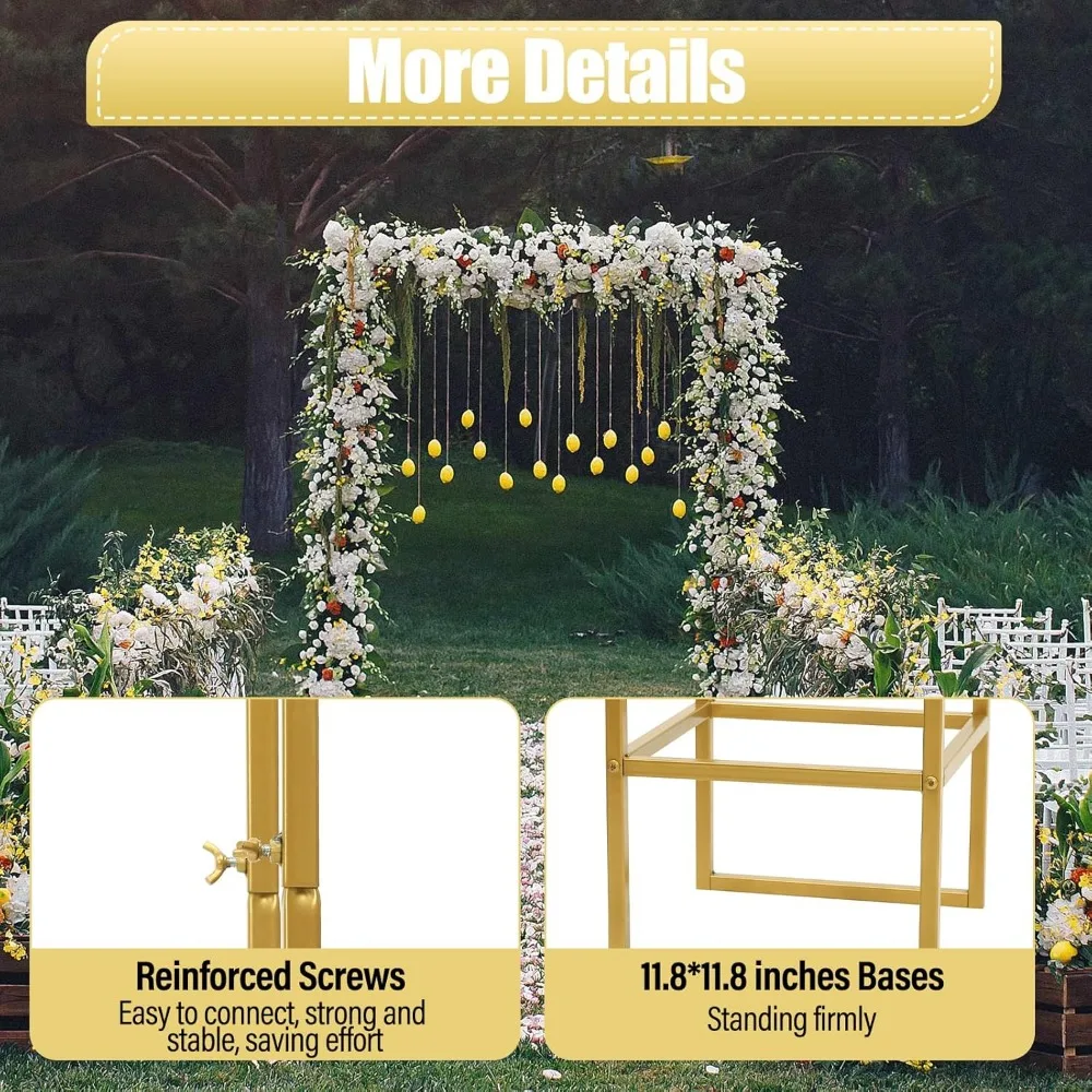 Wedding Arch Backdrop Stand, Wedding Arches for Ceremony Square Metal Balloon Arch Stand Garden Arbor Frame for Birthday