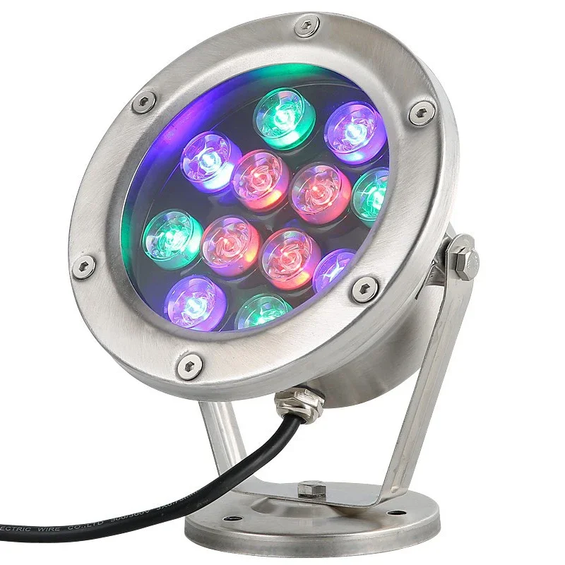 LED 수중 조명 IP68 강철 램프 본체 DC12V/24V 정원 수영장 조경 조명용 안전 전압 3W-12W 스테인레스