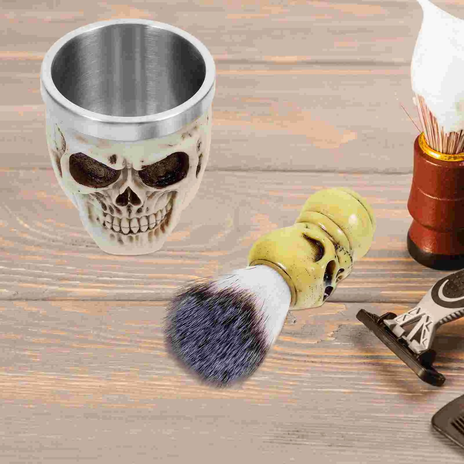1 set Shaving Brush Set Halloween Gift Men Face Trimmer Portable Bowl Shave Tool Beard Brush Soap Cup Salon Home Use