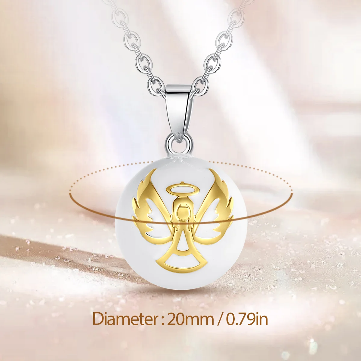 Eudora 20mm Harmony Ball Angel Pendant Pregnancy Bola Angel Caller Baby Wishing Chime Ball Necklace Fine Jewelry for Women Gift