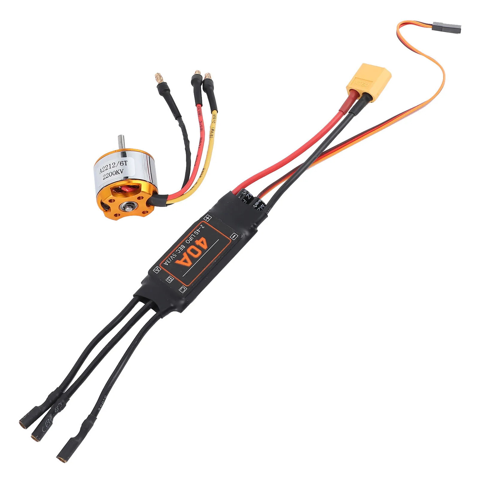 2212 KV2200 Motor + 40A Brushless ESC XT60 RC Motor ESC Set for Drone Helicopter FPV 2212 Brushless 40A