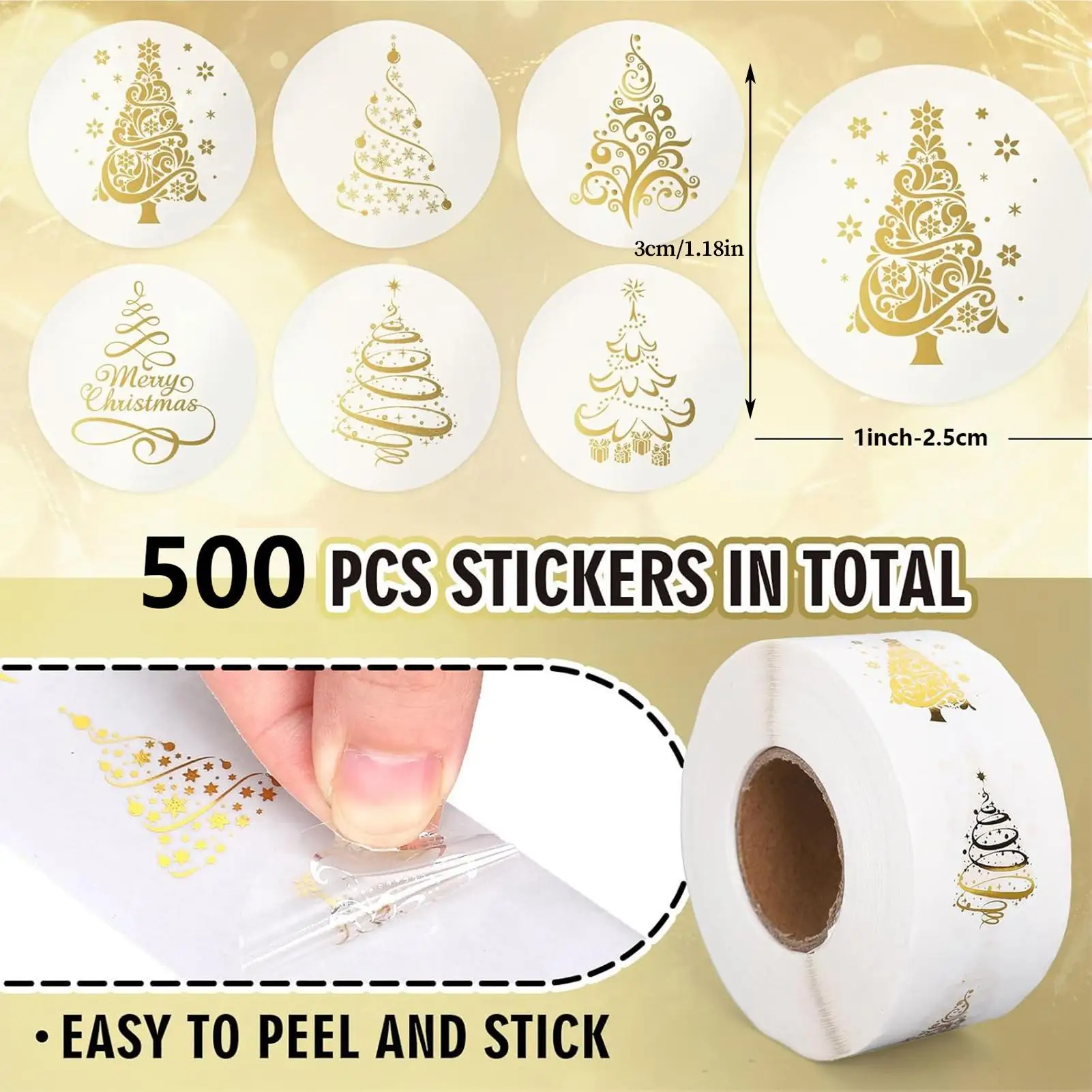 500pcs 1 inch Round Transparent Merry Christmas Stickers Self adhesive Holiday Stickers For Christmas Decor Wedding Party Cards