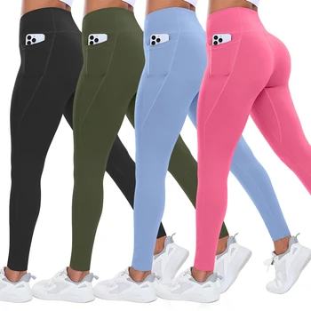 Women Yoga Pants with Pockets Butt Lifting Tummy Control Sports Leggings High Waist Fitness Tights Gym Clothing Sportswer 1