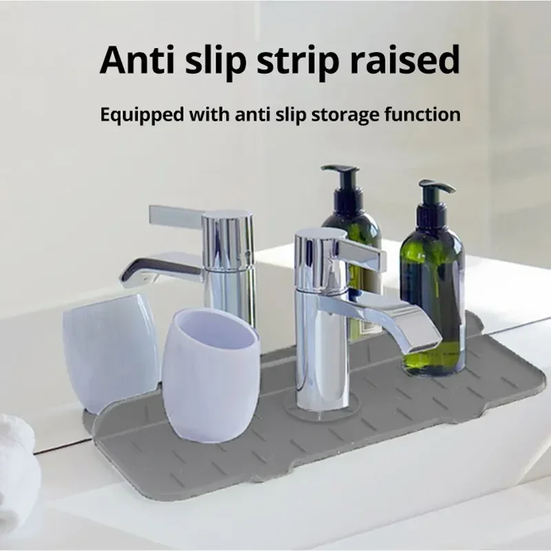 Kitchen Splash Guard Kitchen Sink Pad Kitchen Faucet Absorbent Mat Sink Splash Guard Silicone Drainage Drying Pad Countertop Protection essentials tools accessories