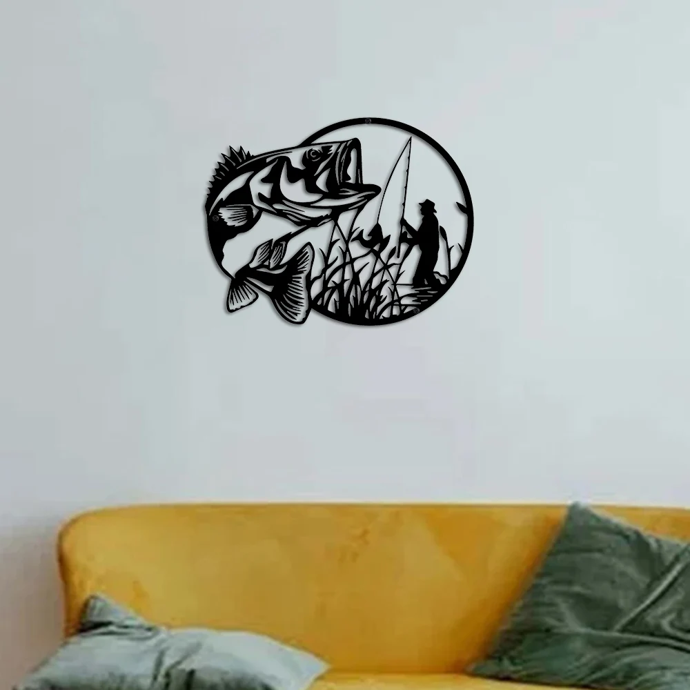 Cartello da pesca, decorazione per casa sul lago, cartello per pescatore, decorazione da parete, poster in metallo, 20 x 30 cm