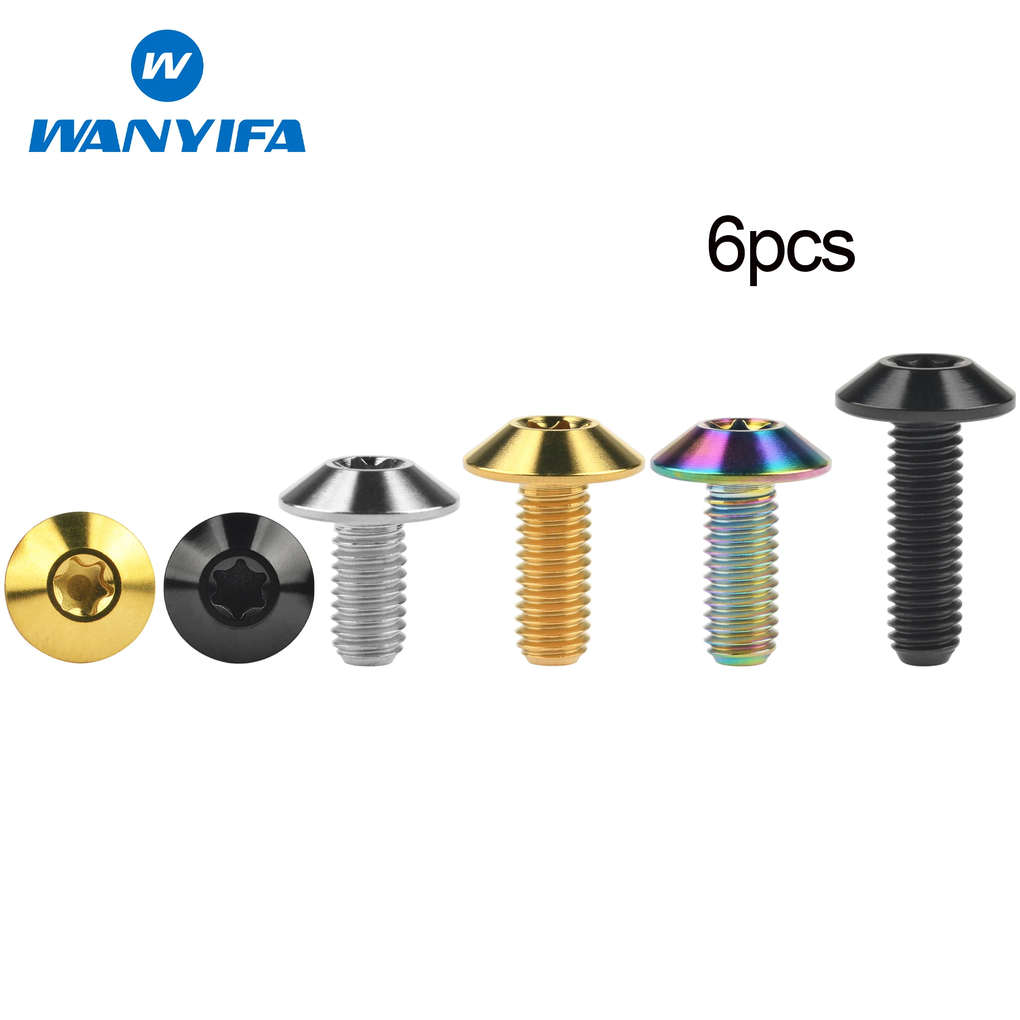 

Wanyifa 6pcs Titanium Bolt M5/M6x12/15/20mm Umbrella Torx Head Ti Screws for Bicycle Motorcycle Fsteners