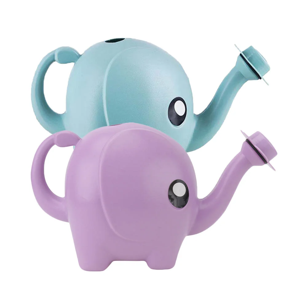 

2 Pcs Pictograph Watering Can Jug Cartoon Indoor for Water Kettles Outdoor Gardening Elephant Design Plastic Pot Child