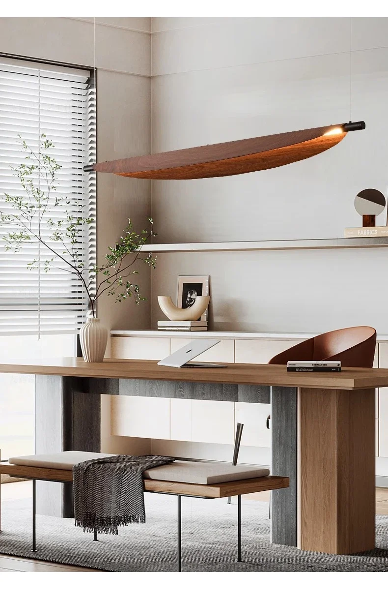 Nordic Wood Grain Leaves Led Pendant Light Wabi Sabi Restaurant Table Bar Chandelier Lighting Home Tea Room Decor Hanging Lamps