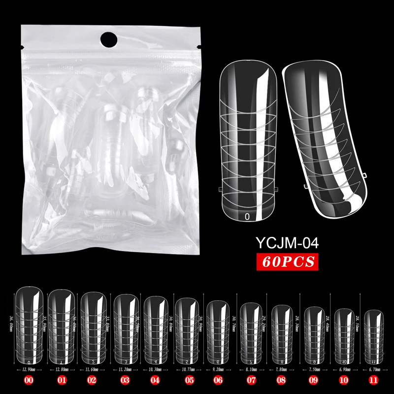 60 Stück/Beutel Verlängerungs-Nagelformen für UV-Gel-Lack, Schnellbauform, Acryl-Kunstnägel, Dual-System-Maniküre-Zubehör – Detail 7