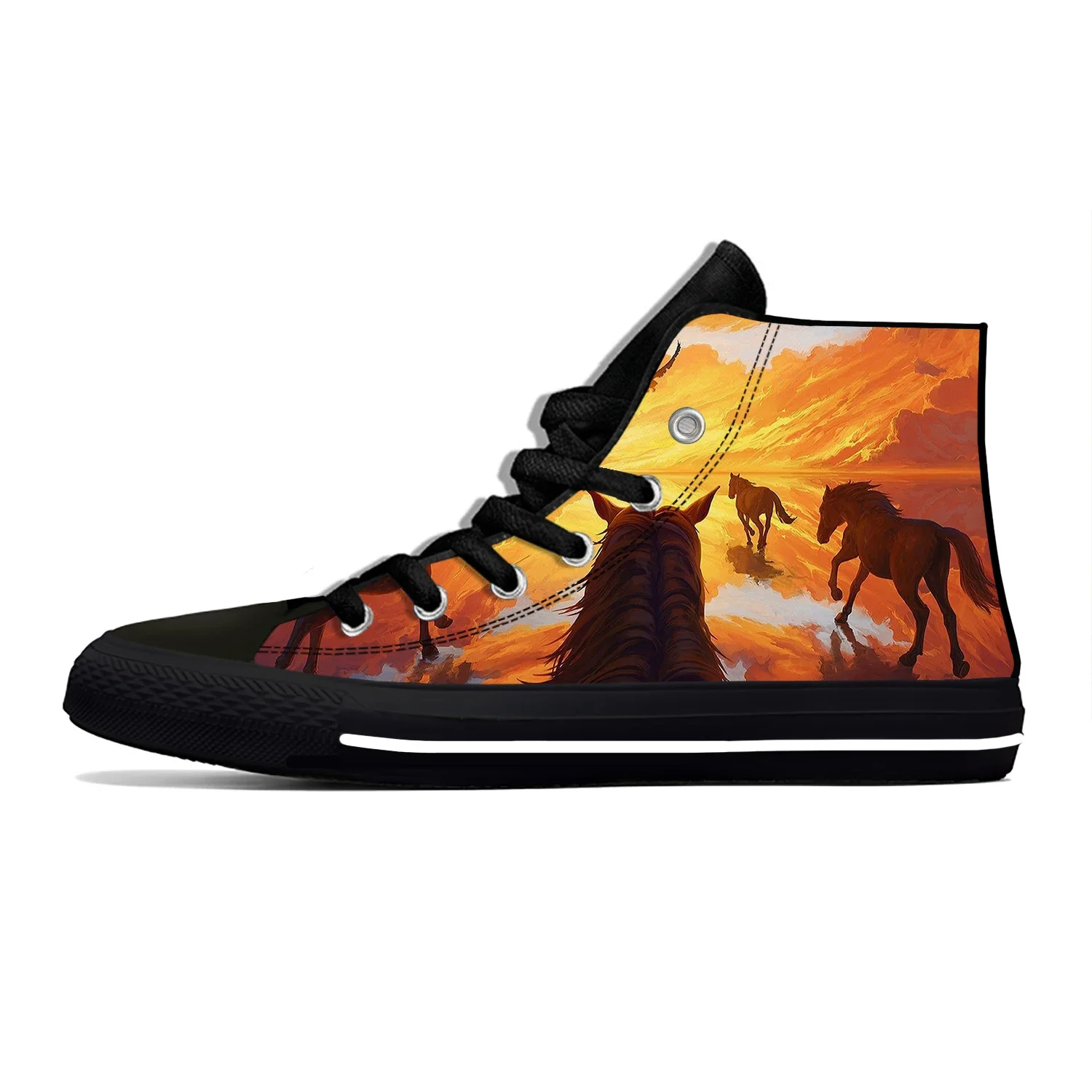 Hot Animal Crazy Horse Art New Arrive Fashion High Top Canvas Shoes Men Women Casual Breathable Sneakers High Top Board Shoes