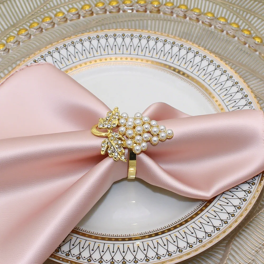 6Pcs Pearl Napkin Rings Grapes Fruit Napkin Holder Rings for Christmas Wedding Dinner Party Table Decor HWP02 napkin ring
