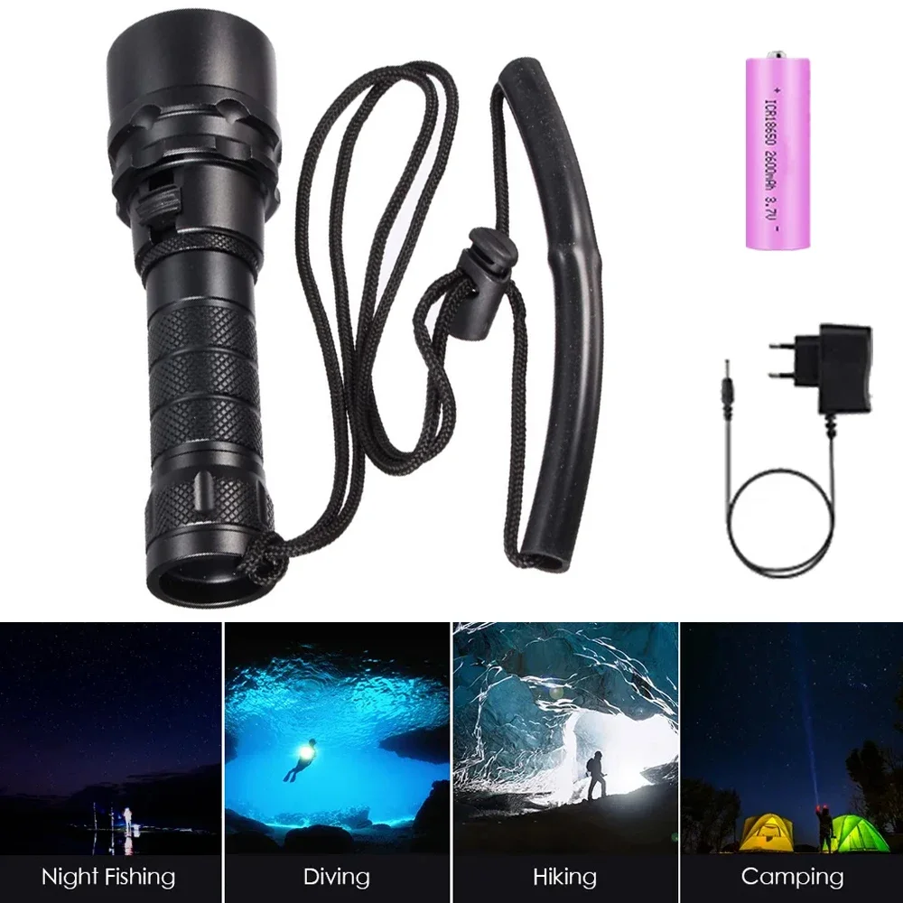 

IPX8 Waterproof Professional Scuba Diving Flashlight L2 200M Underwater LED Dive Submarine Light Camping NightLamp Fishing Torch