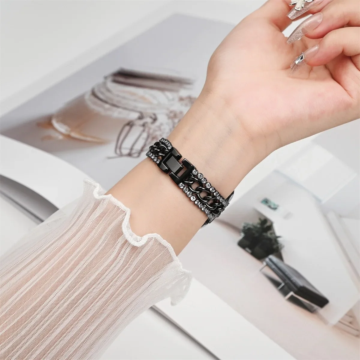 Pulseira de smartwatch em metal para apple watch series_voghion.com