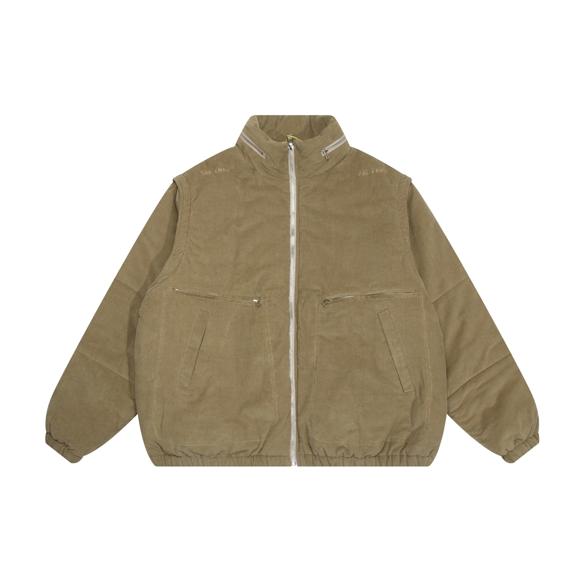 

CVAEMPT Coat Men Woman High Quality Vintage Corduroy Two Piece Detachable Cotton Suit Zipper Pocket Embroidered Logo Jacket
