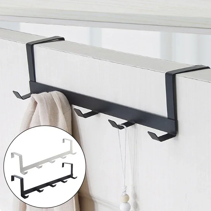 Coat Hook Rack Over Door 5 Hooks Home Organizer Metal Hanging Rack Cloth Coat Hat Hanger Bathroom Kitchen Accessories 1Pcs clothes rack clothes hook