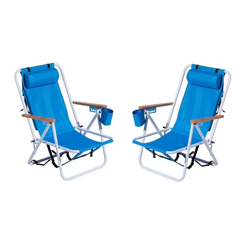 Portable Folding Beach Chair with Adjustable Headrest
