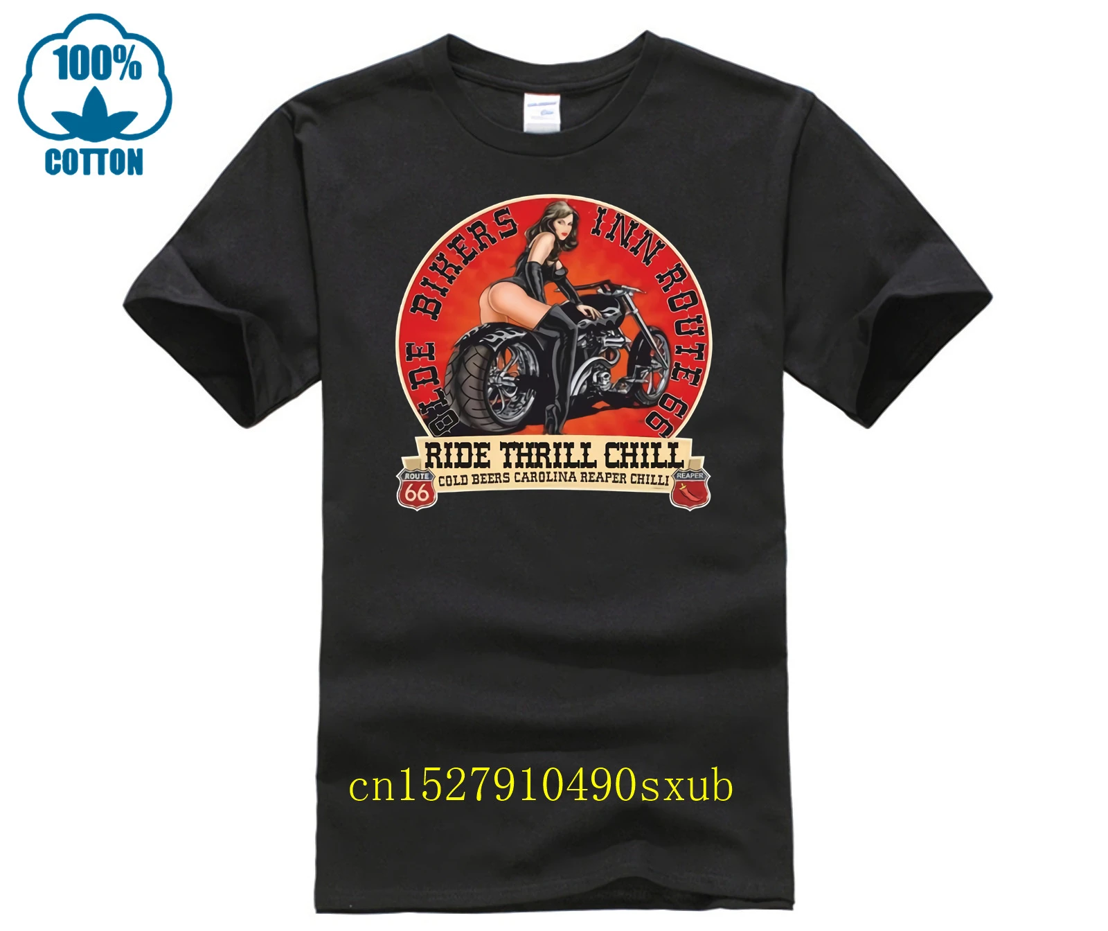 2024 Brand Men Fashion Pure Cotton Round Collar Bikers Inn Route 66 T Shirt Moto Motor Biker Easy Rider Chopper Tee Shirt