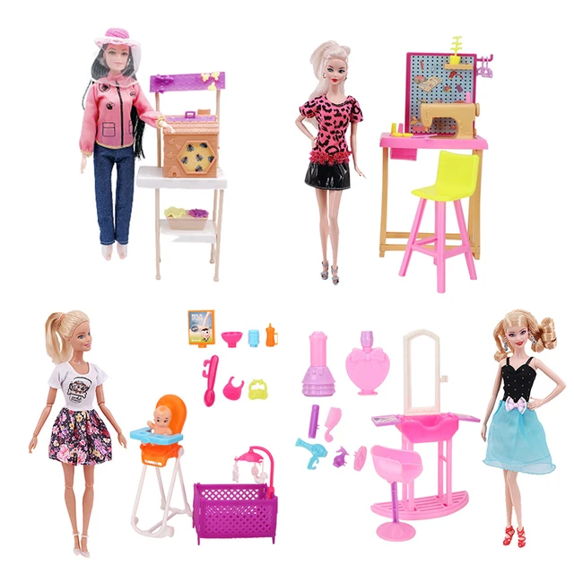 Children Play Set Furniture for Barbie, Cabeleireiro Acessórios, Natal e  presente de aniversário - AliExpress