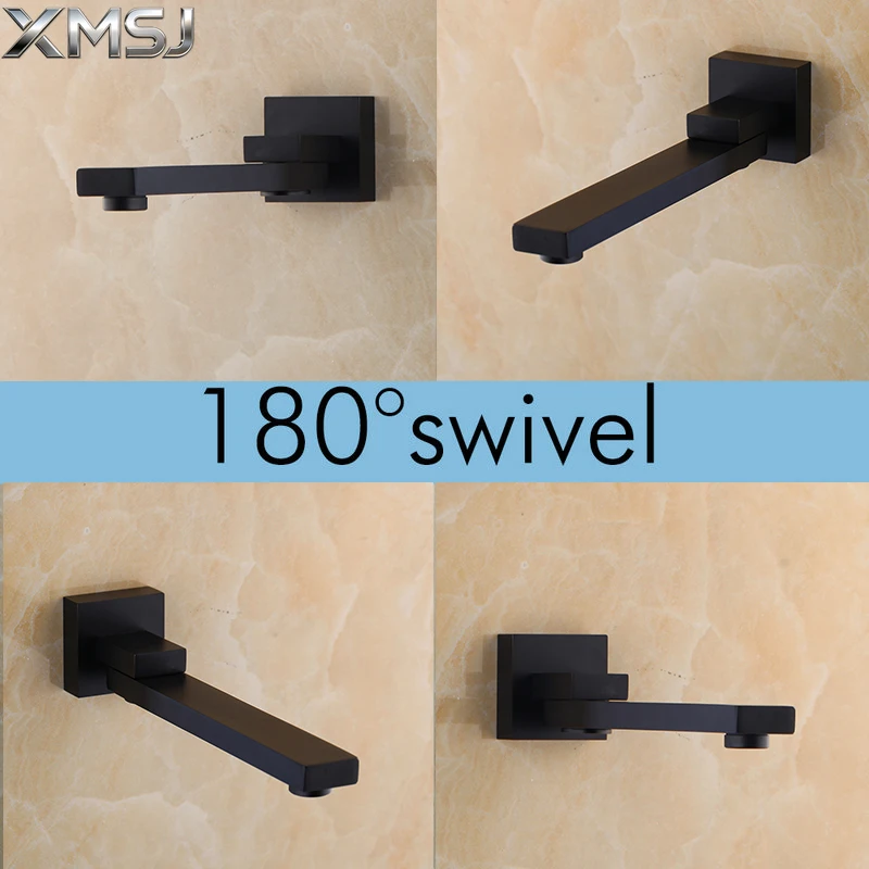 ก๊อกน้ำอ่างอาบน้ำแบบติดผนัง ZAPPO สีดำด้าน ผลิตจากทองเหลืองแท้ ชุบโครเมียม พร้อมหัวก๊อกหมุนได้ 360 องศา 1