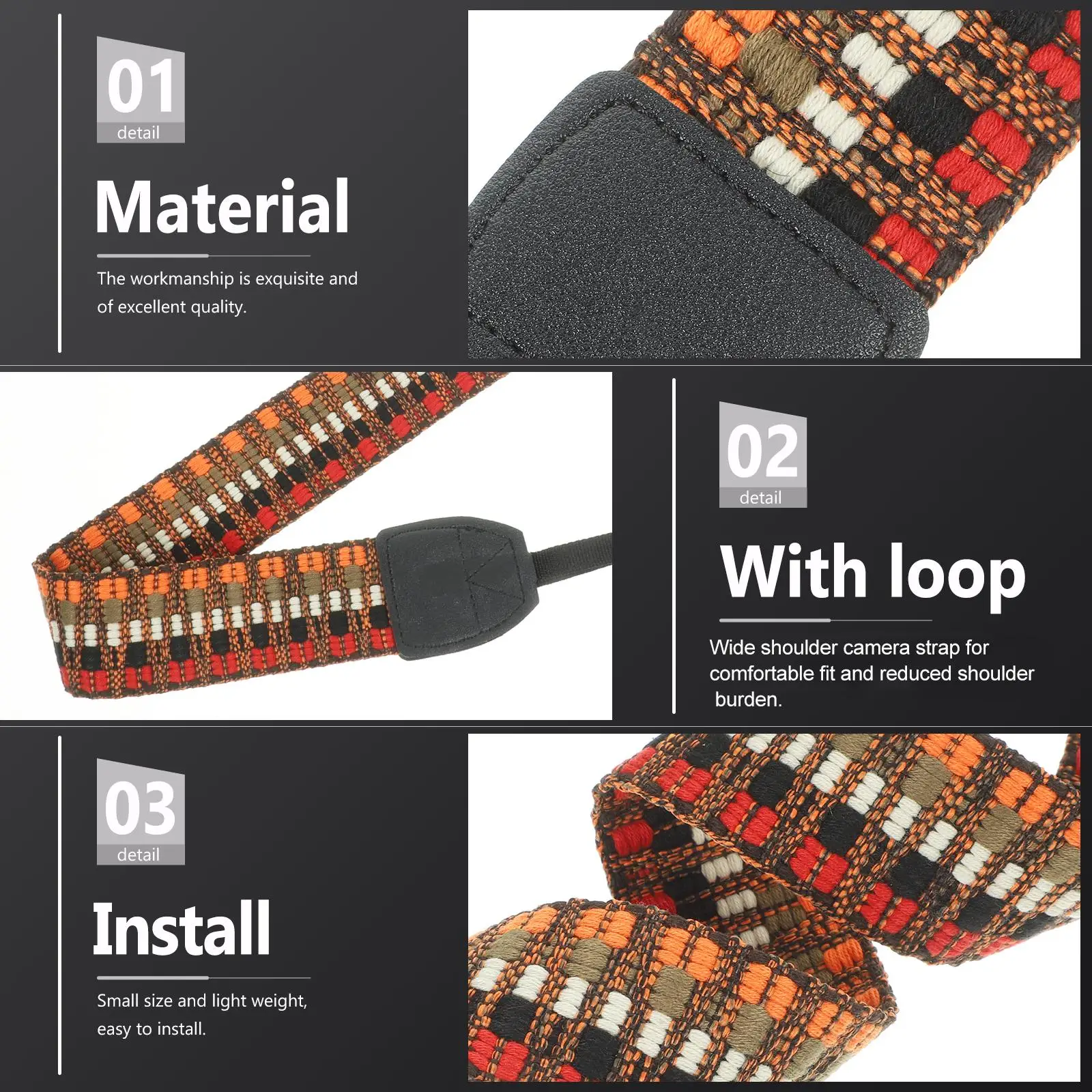 Retro Ethnic Wide Shoulder Camera Strap Adjustable Neck Sling Belt Durable Comfortable Fits Camera Accessories