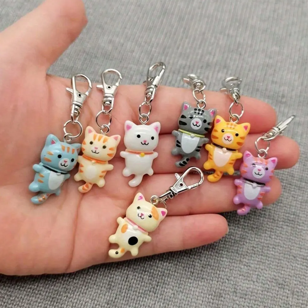7-teiliger Katzen-Schlüsselanhänger für Männer und Frauen, Cartoon-Accessoires, langlebiger Schlüsselanhänger mit Karabinerverschluss, dekoratives Geschenk für Taschen, Autoschlüssel