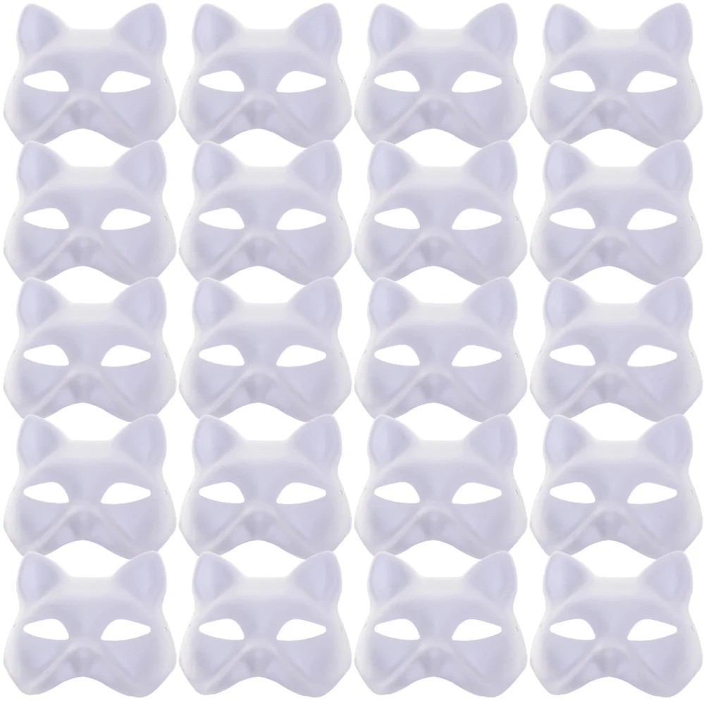 

20pcs Paper Masks Blank Cat Masks DIY Blank Masks for Masquerade Cosplay Party Therian