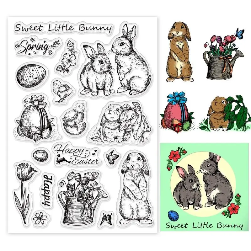 Tampons Transparents En Forme D'œuf De Pâques Pour La Fabrication De Cartes, La Décoration Et Le Scrapbooking, Mots De Bénédiction De Pâques Avec