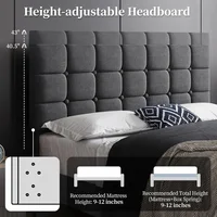 Upholstered Bed Frame, Modern Full Size Bed Platform with Square Stitching and Button Tufted Headboard, Full Size 3