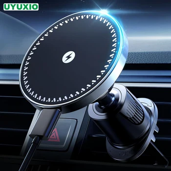 UYUXIO Strong Magnetic Wireless Car Phone Charger Adapter 15W Air Vent Car Phone Holder for iPhone 16 15 14 13 Pro Max Plus 12 1