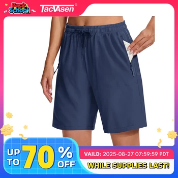 TACVASEN Lightweight Hiking Shorts Womens Quick Dry Waterproof Short 3 Zipper Pockets Outdoor Tennis Cargo Workout Summer Shorts 1