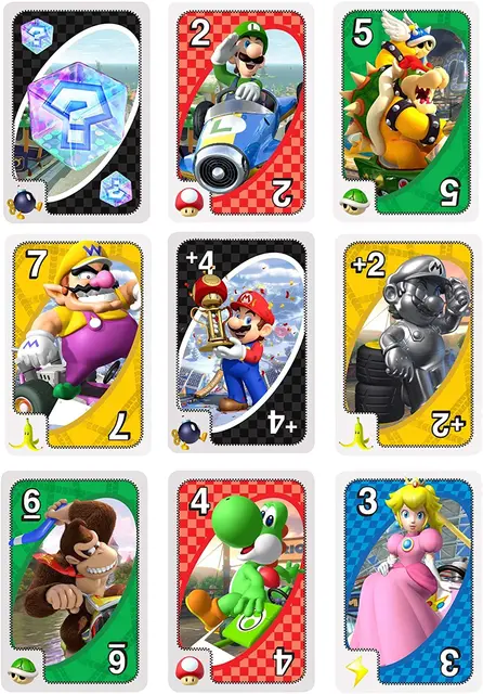 Super Mario Kart UNO Card Game Anime Board Game Playing Cards for Family Funny Entertainment Toy Kid Adult Collection Gift 2