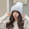 2025 New Rabbit Fur Beanies Soft Warm Fluffy fur pompom Winter Hat for Women Angora Knitted Hat Skullies Female Bonnet Knit Cap 3