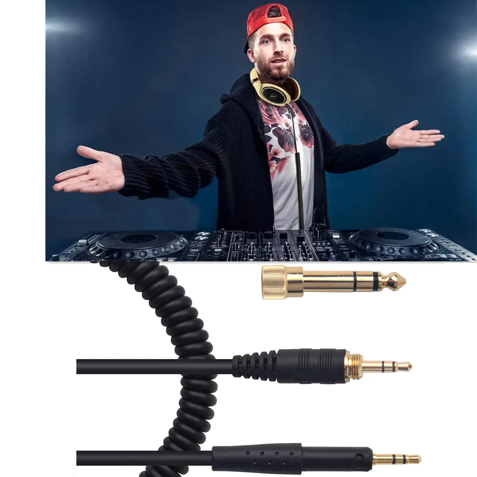 Sennheiser HD6 Mix HD7 HD8 DJ 헤드폰용 OFC 교체 스프링 코일 6.35mm Aux 케이블 연장 코드