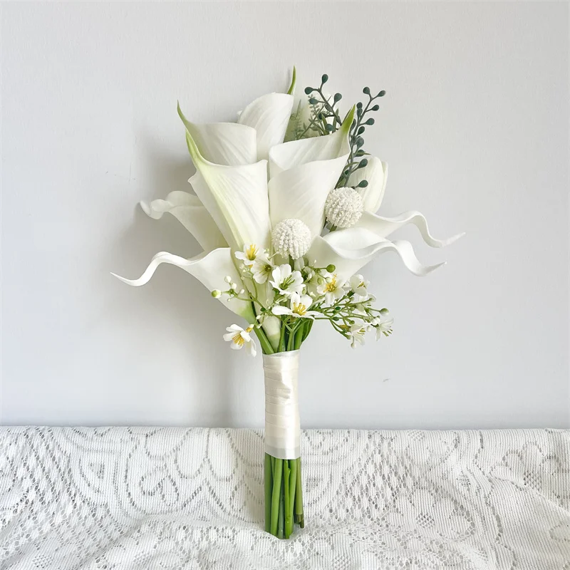 Whitney Wedding Collection Callas Lilies Bride Bouquet Flowers White Embroidered flowerramos de novias boda