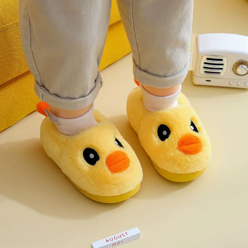 Cute Duck Shoes Babi Prewalk Fur Loafers Toddler Plush Sneakers Home Fluffy Cotton Slippers Cartoon Animal Infant Child Slides 12pcs set ins cute cartoon animal series decorative stickers kawaii idol card album frame sticker agenda korean child stationery