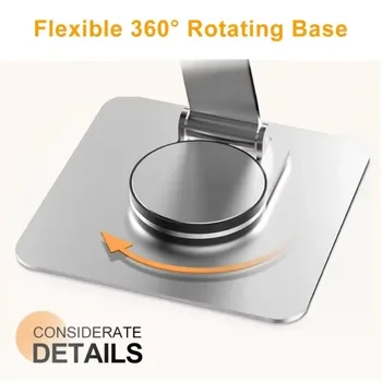 360 ° حامل كمبيوتر محمول قابل للدوران لسطح المكتب قابل للطي من الألومنيوم لأجهزة iPad Macbook RedmiBook Galaxy Tab Book Laptop - Image 3
