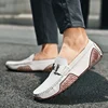 High Quality Men's Casual Leather Shoes Cowhide Loafers Soft Luxury Pea Shoes Green Genuine Leather Men's Flats Driving Shoes 6