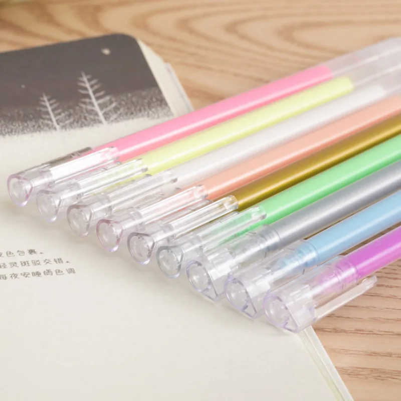 카와이 문구 컬러 젤 펜, 0.7mm, 학생 마커, 사무실 문구 하이라이트 펜, 대용량, 9 개/세트